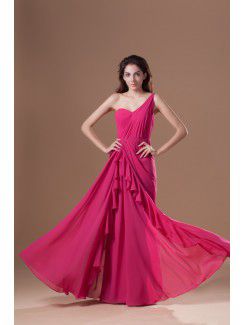 Chiffon One-Shoulder Floor Length Column Prom Dress