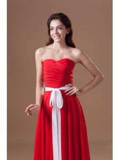 Chiffon Sweetheart Floor Length Column Sash Prom Dress