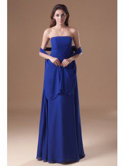 Chiffon Strapless Floor Length Column Sequins Prom Dress