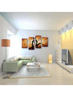 Hand-painted Abstract Oil Painting with Stretched Frame-Set of 4