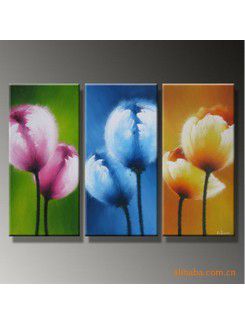 Hand-painted Abstract Oil Painting with Stretched Frame-Set of 3