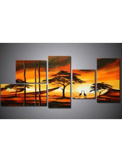 Hand-painted Landscape Oil Painting with Stretched Frame-Set of 5