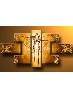 Hand-painted Abstract Oil Painting with Stretched Frame-Set of 4