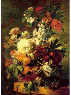 Flower Printed Canvas Art with Stretched Frame