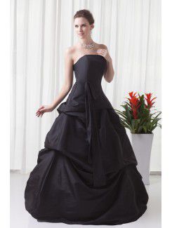 Taffeta Strapless A-line Floor-Length Prom Dress