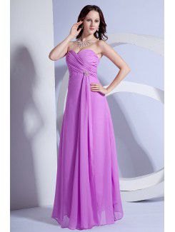 Chiffon Sweetheart Floor Length Column Bridesmaid Dress with Ruffle
