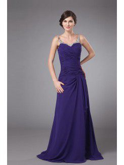 Chiffon Scoop Floor Length A-line Mother Of The Bride Dress with Ruffle Sequins and Jacket