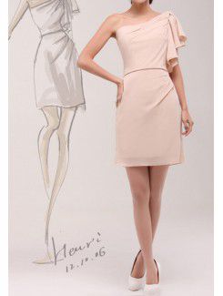 Chiffon One Shoulder Short Sheath Cocktail Dress