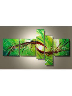 Hand-painted Abstract Oil Painting with Stretched Frame-Set of 5