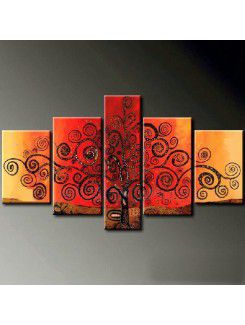 Hand-painted Tree Oil Painting with Stretched Frame-Set of 5