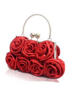 Satin Handmade Rose Bride Handbag H-1178